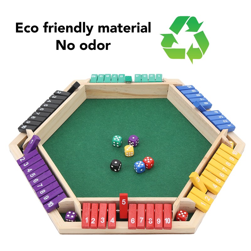 Shut The Box Dice Game 6 Player 6 Color Sided