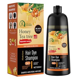 XYZCREATIVE Black Hair Dye Shampoo 3 in 1 for Women & Men 100% Gray Hair Coverage - Herbal Ingredients Natural Plant Hair Color - Hair Dye in Minutes 500ML