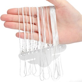 12 Pack Silver Stainless Steel Snake Chain Necklace Bulk, 1.2mm 18 Inch Jewelry Chains with Lobster Clasps, DIY Necklace Making Supplies for Women Men Crafting