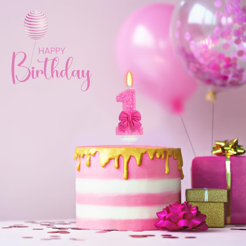 ElekFX Number 1 Birthday Candle, Rose, Unscented, 3.1 x 5.9