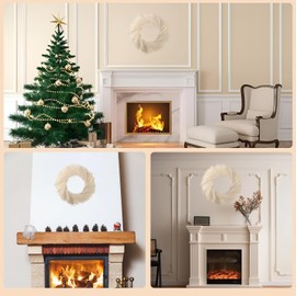 27” Beige Pampas Grass Wreath for All Seasons，for Front Door, Porch, Window，DIY Arrangement Farmhouse Beach Boho Table Centerpieces Bathroom Bedroom Decor Fall，Reusable Suitable for Various Scenes