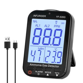 INFURIDER 535G Ammonia Gas Detector, NH3 Gas Leak Alert with Sound and Light Alarm, Portable Indoor Air Quality Meter, 0-100ppm Range, Temperature ℉ and ℃