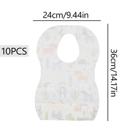 Tabanzhe 10PCS Disposable Baby Bibs-Adjustable Waterproof Baby Feeding Bib Set with Food Catcher Pocket Portable Baby Bibs for Toddlers Boys Girls Outdoor Travel