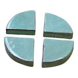 Teramico Saucer Feet for Flower Pots/Planters Blue Anthracite White Stoneware Glazed Completely Frost-Proof (Celadon Green, Pack of 20)