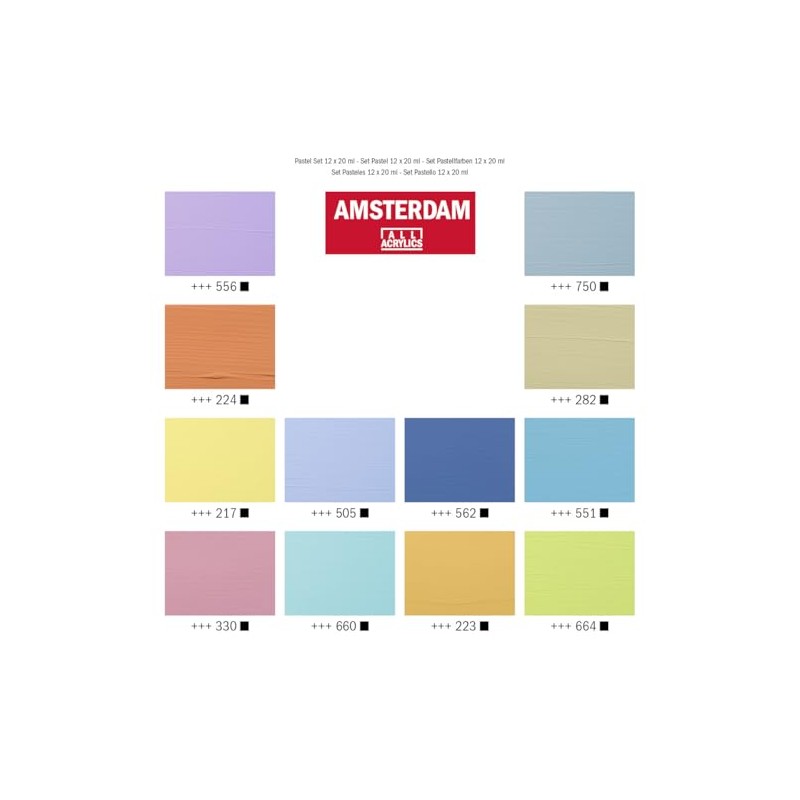 Amsterdam Acrylic Paint Set 12 x 20 ml Soft Pastel