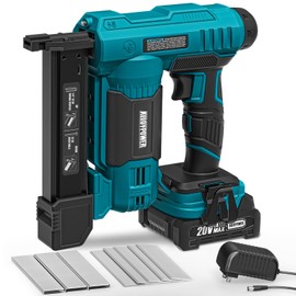 ALLOYPOWER 18 Gauge Nail Gun Battery Powered, 2 in 1 Cordless Brad Nailer/Electric Stapler with 2.0Ah Battery and Charger,1000pcs Nails and 500pcs Staples Included for Home Improvement & Woodworking