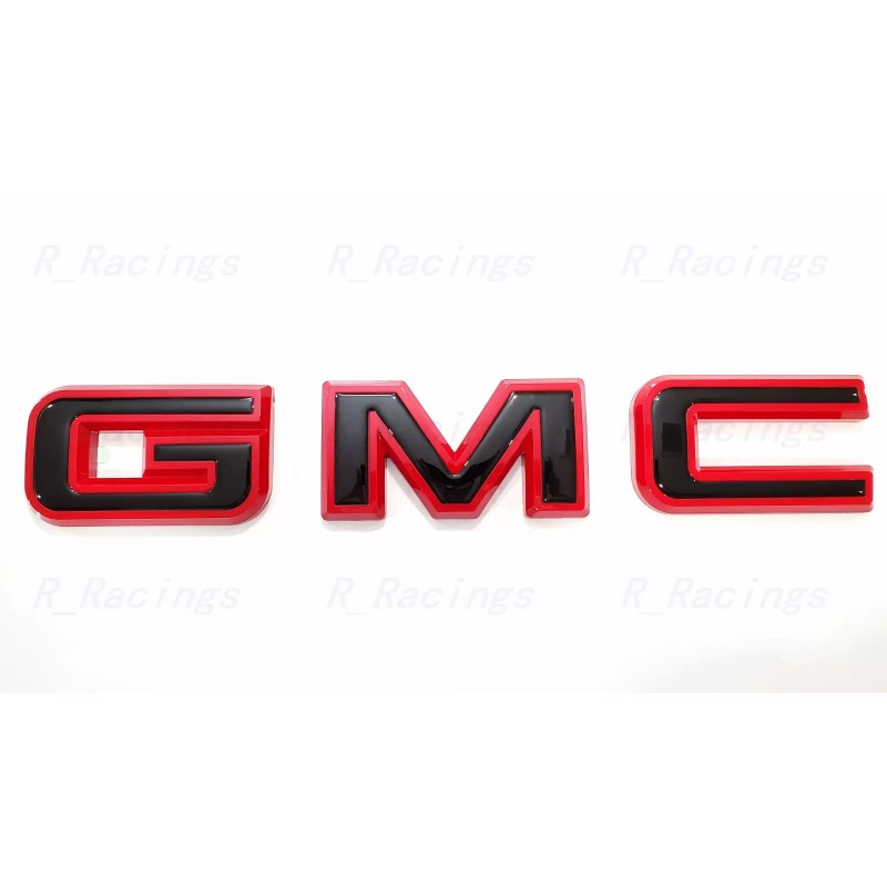 Auto Front & Rear GMC Gloss Red Black OVERLAY Emblem