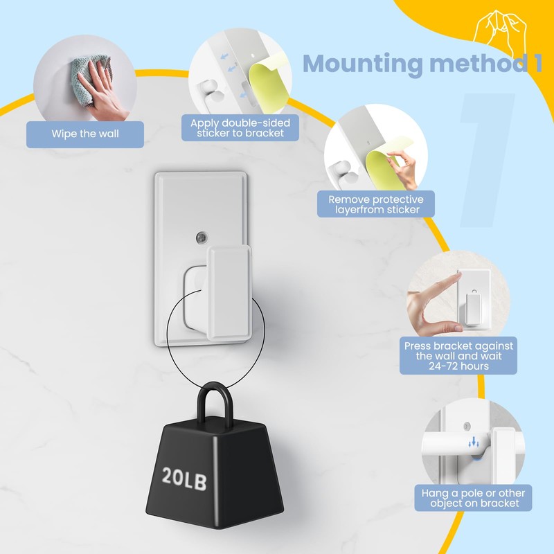 TKZTKZ No Drill Curtain Rod Brackets:Self Adhesive Curtain Rod Holders