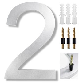8 Inch Large House Numbers Floating Letters Address Strong Sliver Acrylic, Sliver Modern Anti-Rust House Numbers with Nail Kits for Door Garden Mailbox Decor Visibility Signage(2)