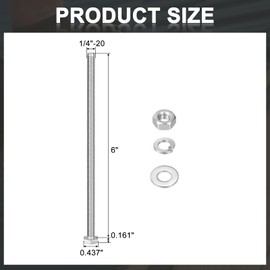sourcing map 10Set Hex Head Screw Bolt, 1/4-20 x 6" 304 Stainless Steel Fully Threaded Screw Bolt with Nuts, Flat & Lock Washers, Silver