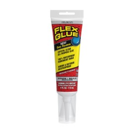 Flex Glue, Super Strong, Transparent, Rubberized Waterproof Adhesive, Works Underwater, Use on Pools, Showers, Outdoors, Concrete, Brick, Pavers, UV Resistant, 4 oz Squeeze Tube, Clear, 1-Pack