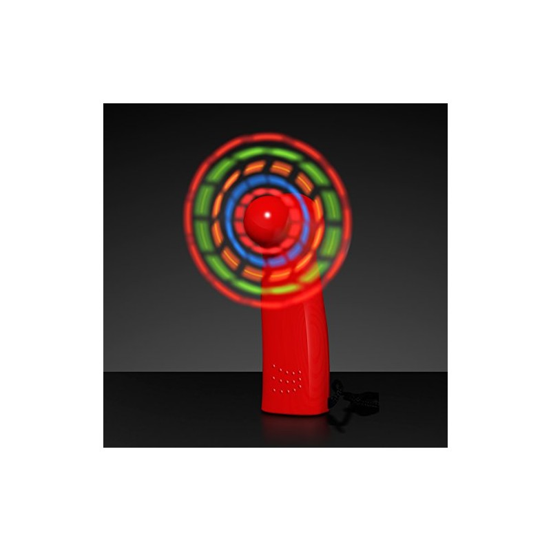 FlashingBlinkyLights Light Up LED Mini Handheld Fans with Red Handles