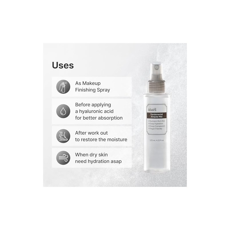 DearKlairs Ampule Fundamental Mist 4.22 Fl Oz, todos los tipos