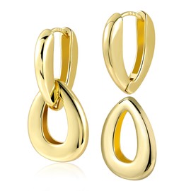 ALEXCRAFT Earrings Silver 925 Hanging Square Hoop Earrings with Pendant for Women Gift for Women Girlfriend Mum Girls