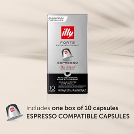 Illy Illy Espresso Compatible Capsules - Single-Serve Coffee Capsules & Pods - Forte Extra Bold Roast - Notes Of Dark Chocolate - For Nespresso Original Machines – 10 Count