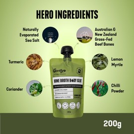 Gevity Rx Bone Broth Body Glue- LEMON & HERB, Go Pouch, Bone Broth Concentrate, 10x more collagen*, The Most Nutrient Dense, Sip-Cook- Create, 100% Grass Fed Beef, 20 servings|5 Litres, 7.05 Ounce