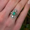Xiaomei 10k Yellow Gold Vintage Style Genuine Emerald and Diamond