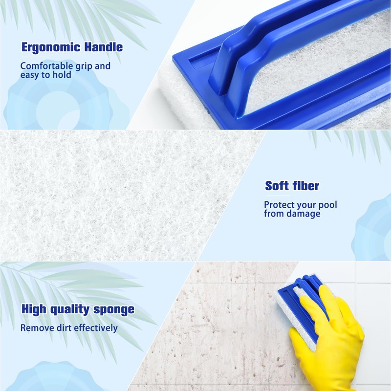 Pack of 2 Pool Sponge Brushes, Pool Cleaning Hand Scrubber,
