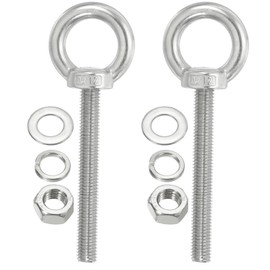 TA-VIGOR 2Pcs M12 x 80mm Lifting Long Eye Bolt, 304 Stainless Steel Wall Expansion Anchor Bolts, Masonry Concrete Screws Shoulder Eyebolt Lifting Ring with Nuts Washers for Hanging Hammock Article
