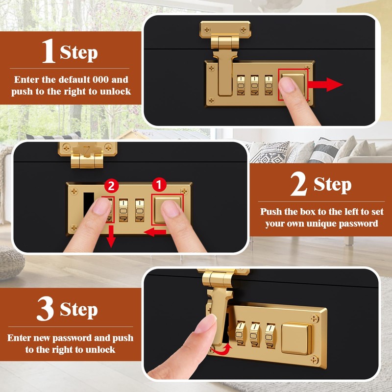 promitop Bamboo Box, locked storage decorative box with combination lock,