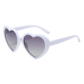 JCTAIFOO Polarised Love Heart Sunglasses Women's Vintage Fashion Oversized Heart Shape Glasses for Party Festival, White/Grey Gradient