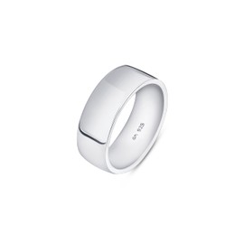 Amberta Solid 925 Sterling Silver Mens Wedding Ring Band | 5 6 8 mm Wide Thumb Court Shape Polished Silver Ring for Men: 8 mm - Size U