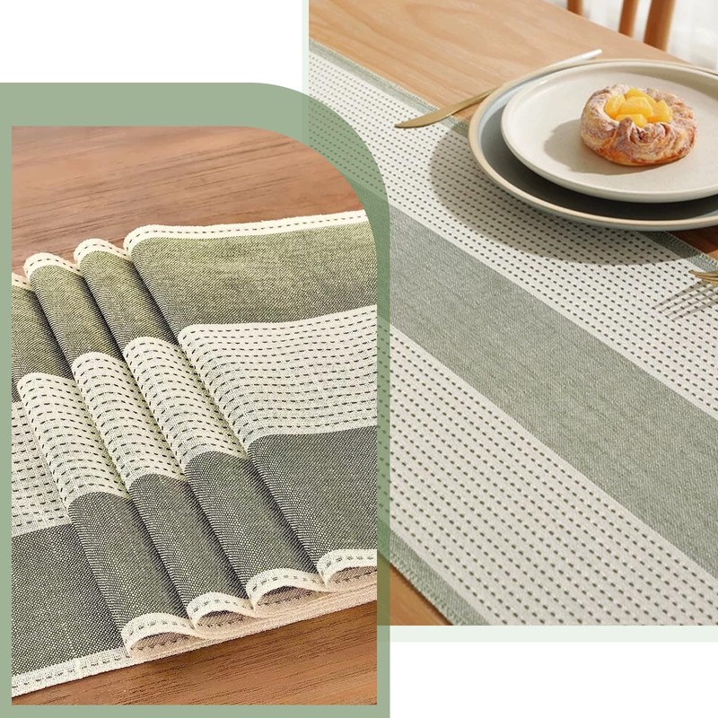 Table Runner with Tassels, 33x183cm Sage Green Tassel Table Runner,