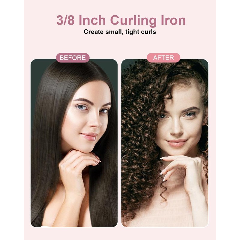 3/8 Inch Curling Iron, Small Curling Wand for Short &