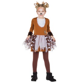 Children's Bambi Fawn Costume, Sizes 104-140 cm, Brown Dress, Animal Fancy Dress/Carnival Outfit, 128