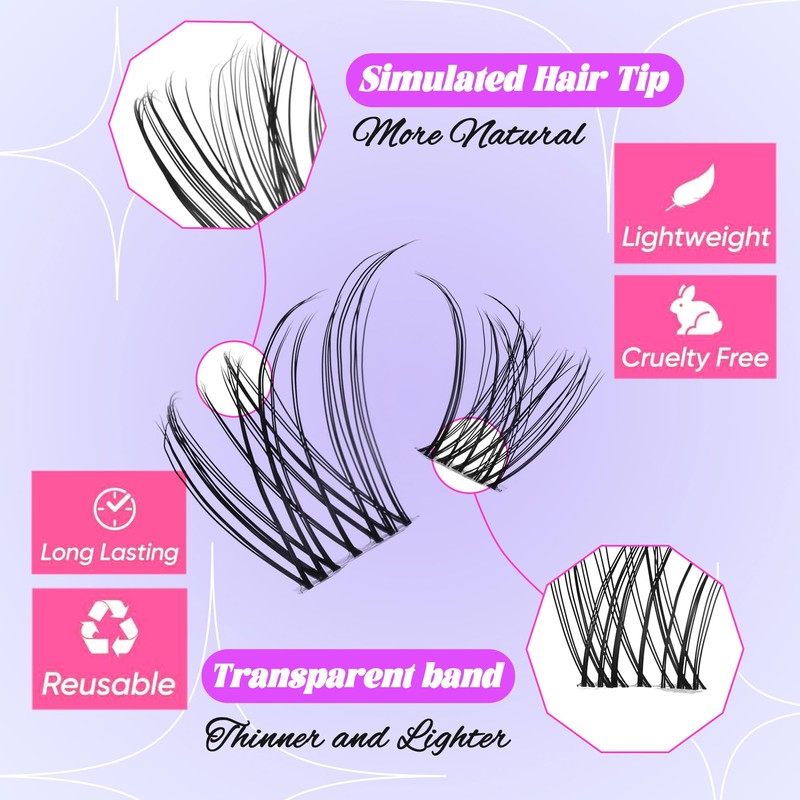 Himirell False Eyelashes DIY Clusters Lashes Individuals Wispy Wet Look