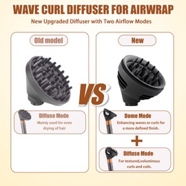 Wave Curl Diffuser for Dyson Airwrap, Two Airflow Dome or Diffuse Modes for Airwrap Styler HS01 HS05 HS08, Hair Diffuser Attachment for Curl Wave Coily Hair