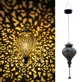 Solar Lanterns Outdoor Waterproof, Hanging Solar Lights for Outside, Metal LED Decorative Lanterns Garden Decor Gifts for Women (Eternal Love)