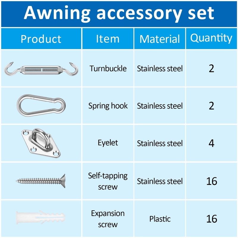 M5 Awning Mounting Accessories, Awning Triangular Mounting Set, Awning Stainless