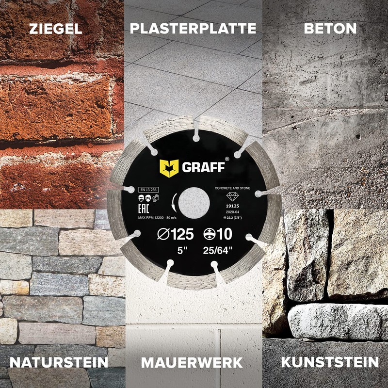 GRAFF Diamond Disc 125 mm for Stone, Concrete, Curb, Natural