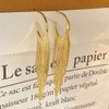 Gold Boho Linear Tassel Earrings for Women Exaggerated Long Fringe