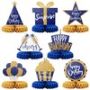 Happy Birthday Table Decoration Centerpieces - (8 Pack, Blue &