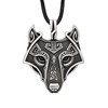 HAQUIL Wolf Necklace, Viking Wolf Head Pendant, Faux Leather Cord,