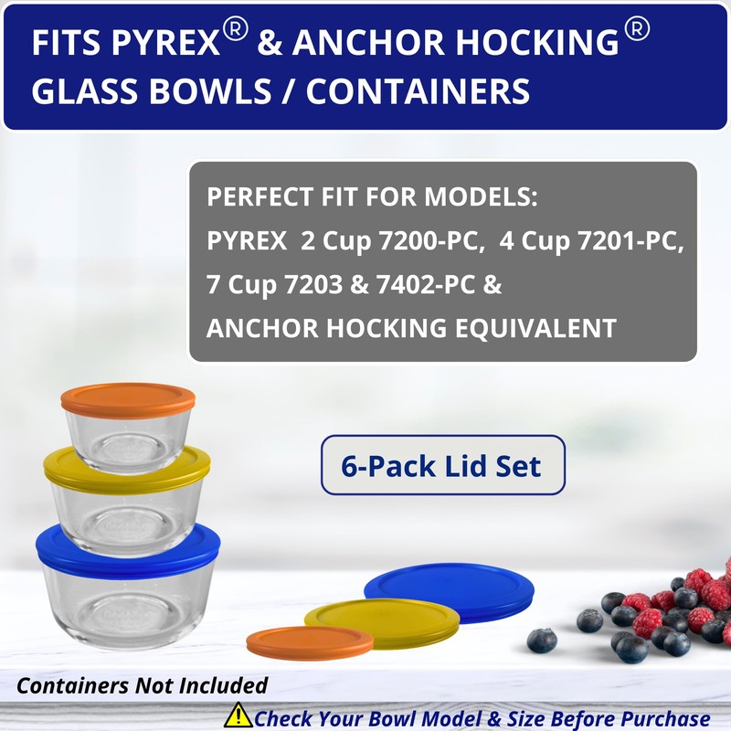 2, 4 & 7 Cup Orange, Yellow, Blue Replacement Lids/Covers