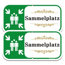 Collecting Place Sign, Pack of 2, 30 x 15 cm, Aluminium Signs, for Outdoor and Indoor Use
