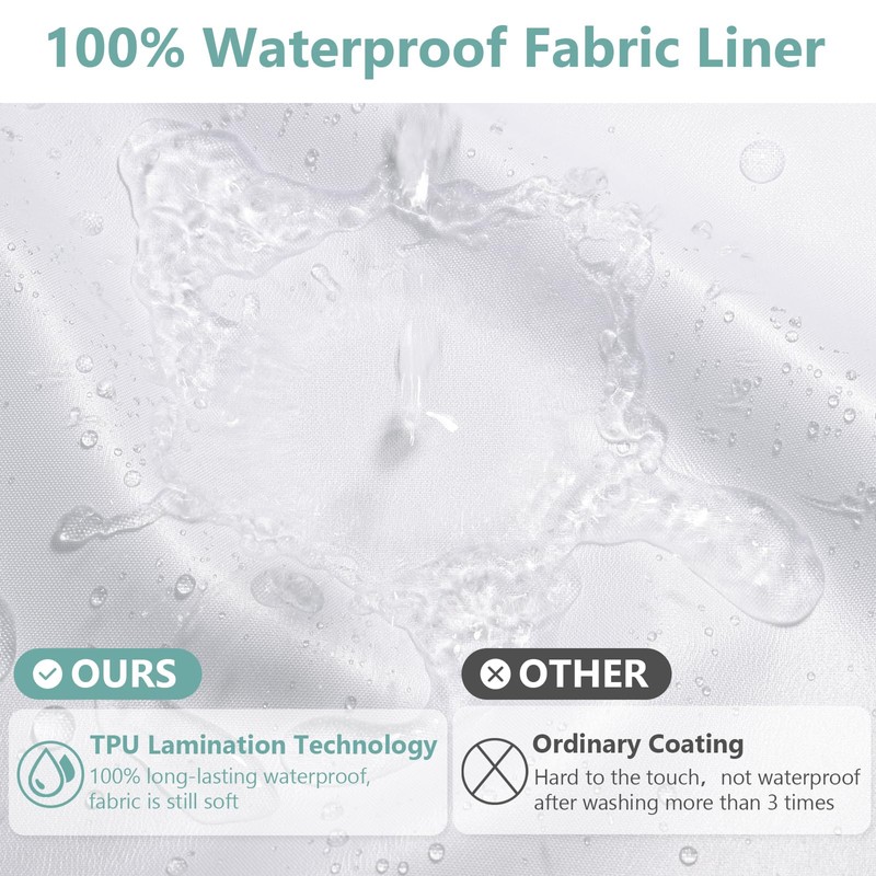 PILOTSHARK No Hook Waffle Weave Shower Curtain Set with Snap-in