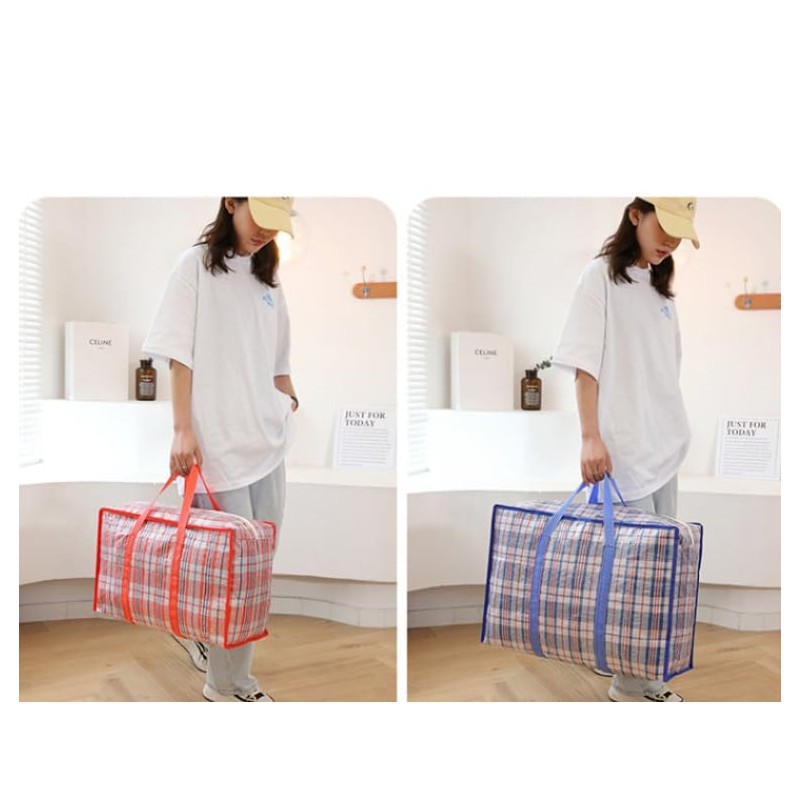 Checkered Moving Bags,Storage Totes with Zipper and Handle for Clothes,