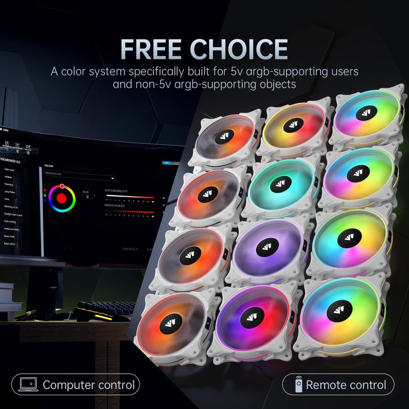 AsiaHorse FS-9002 Pro 120mm RGB Case Fan, 26 LED ARGB