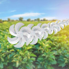 10 Meters 8 Pieces Windmills Reflective Bird Repellent, 12 Inches Silver Wind Spinners for Outdoor Yard Garden Lawn Farm Decor to Scare Birds, Large Shiny Rotating Pinwheels for Animal Deterrent