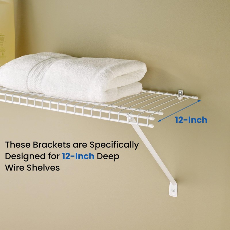 MILYARD 12 Inch Wire Shelf Brackets Kits, Closet Support Rod