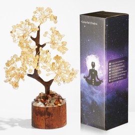 GUJOXILA Citrine Crystal Tree Healing Crystals Gift for Women Citrine Crystals Tree of Life Money Tree Yellow Spiritual Meditation Reiki Gifts Office Desk Decor Ornament