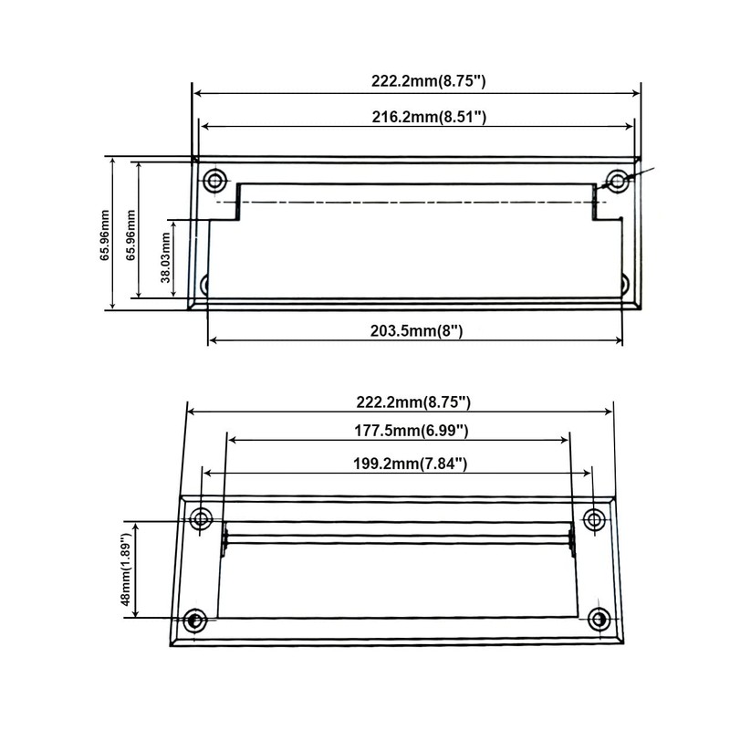 QCAA Soild Brass Mail Slot, with Solid Brass Interior Frame,