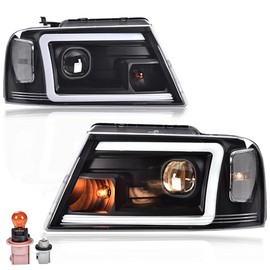 G-PLUS LED Headlights Assembly Fit Ford F150 2004-2008,Fit 2006-2008 Lincoln Mark Lt(NOT Fit 2004 F150 Heritage/Flareside Beds) Clear lens Black Housing Clear Reflector,DRL Headlamps Faros Delanteros