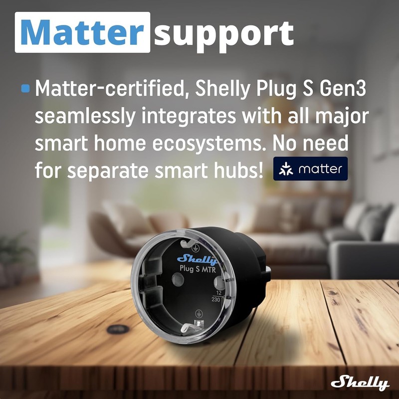 Shelly Plug S MTR Gen3 Black, Pack of 2, Matter