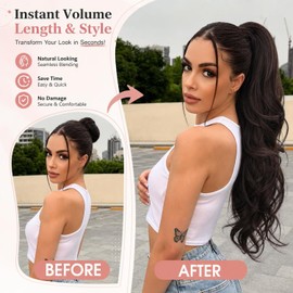 AISI BEAUTY Drawstring Ponytail Extension, 26" Dark Brown