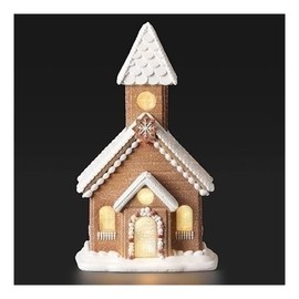Roman Lighted Church Ginger Bread Collectible Buildings, 15-inch Height, Christmas Decoration